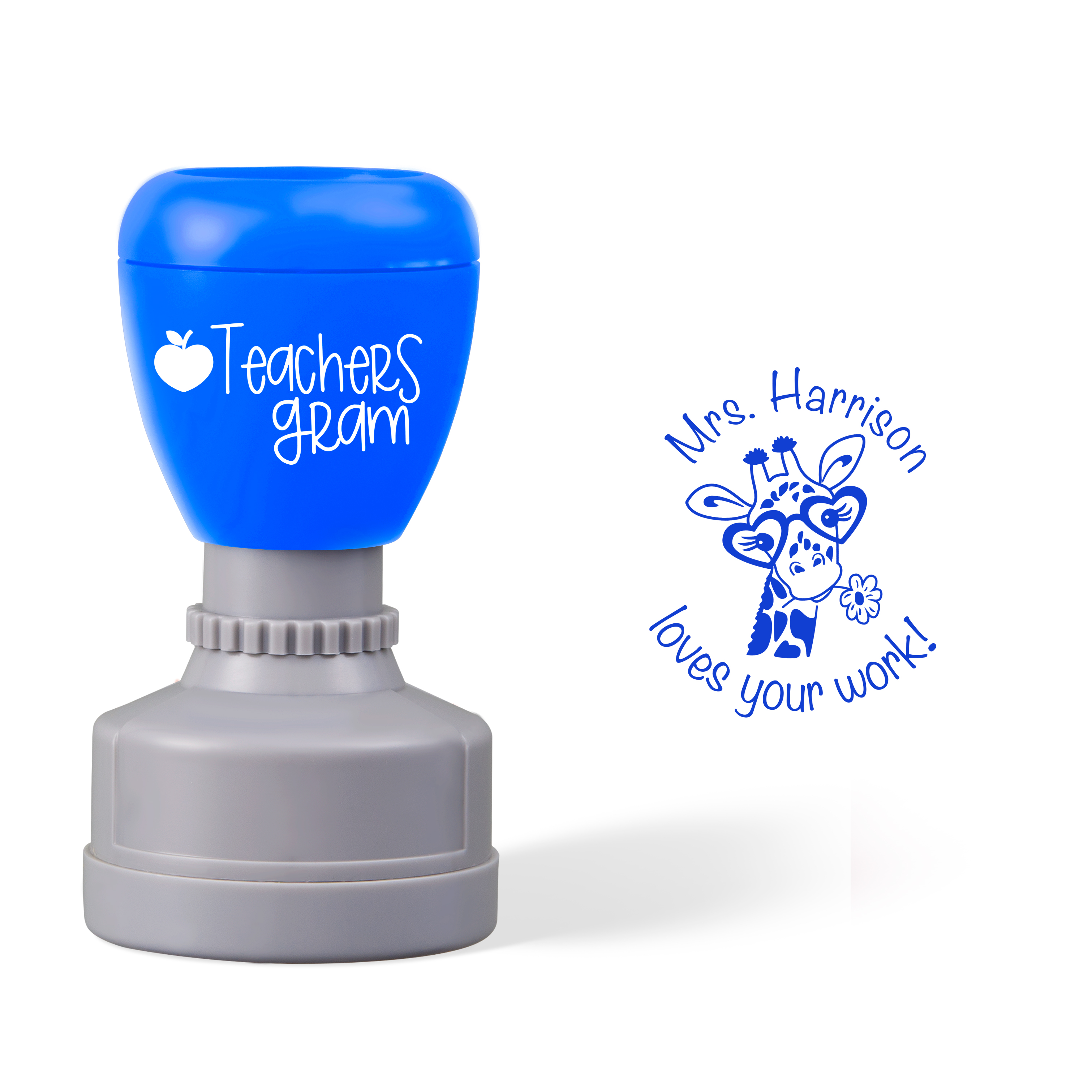 Personalized Giraffe Loves Your Work Teacher Stamp