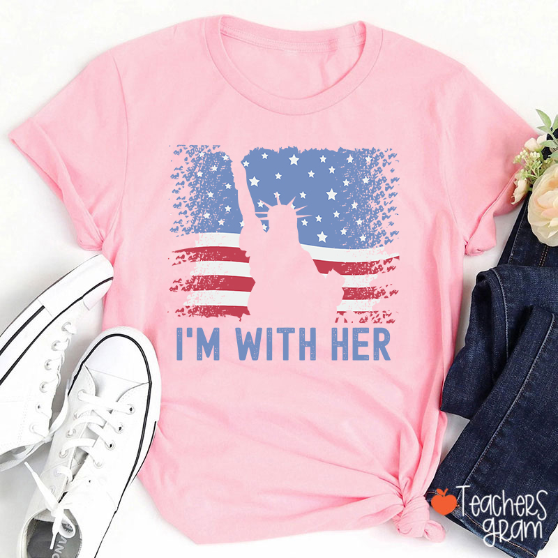 America Flag I'm With Her Teacher T-Shirt