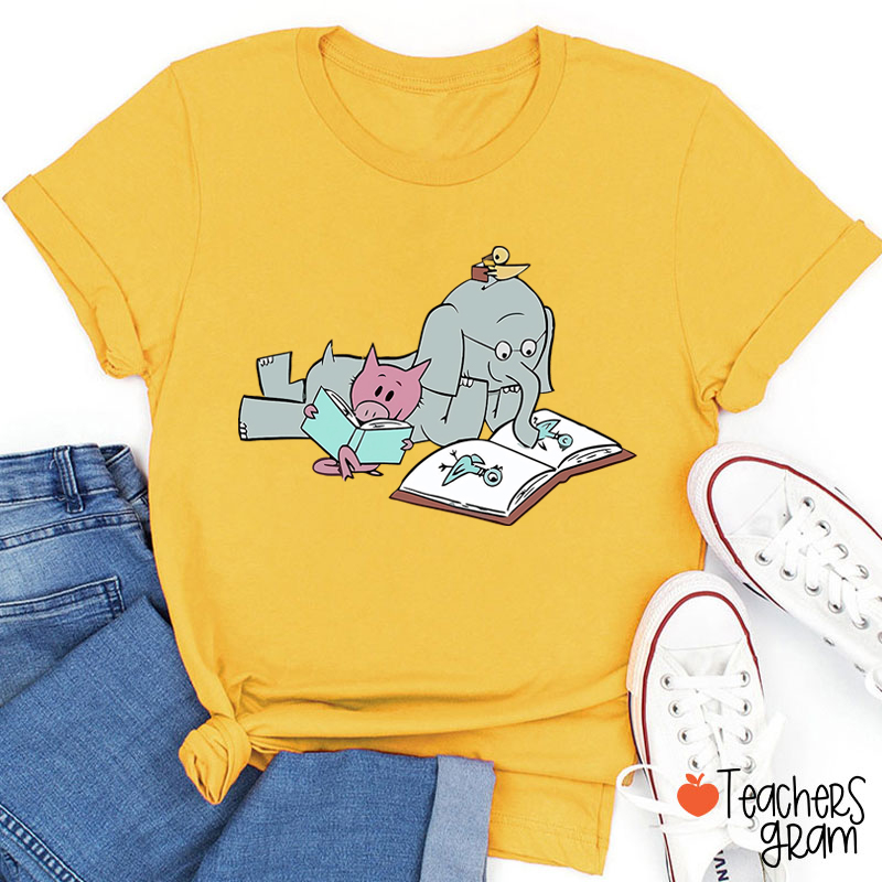 The Elephant And The Little Pig Read Together Teacher T-Shirt