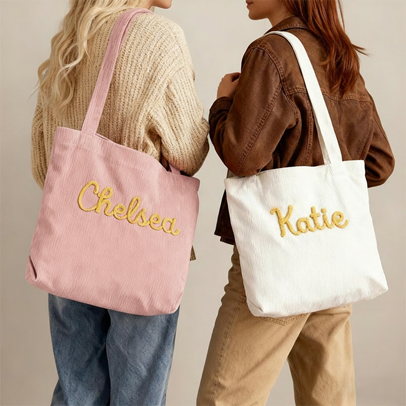 Personalized Embroidered Teacher Corduroy Tote