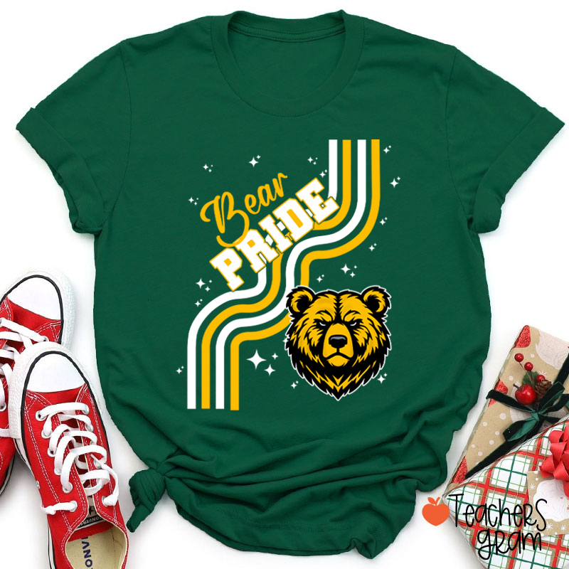 Personalized Mascot Wavy Lines Teacher T-Shirt