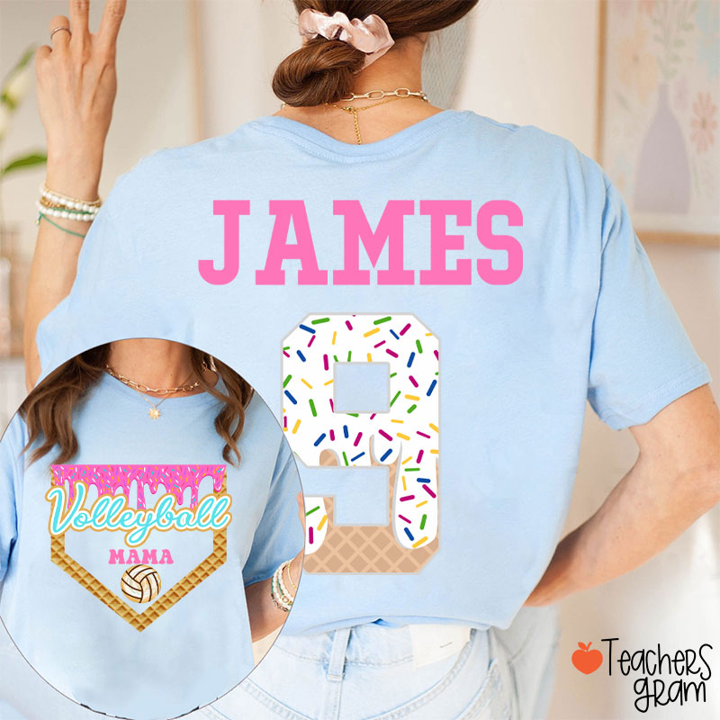 Personalized Sport Ice Cream Drip Teacher Two Sided T-Shirt