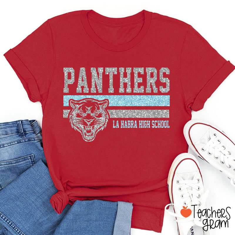 Personalized Mascot And School Name Contrasting Lines Teacher T-Shirt