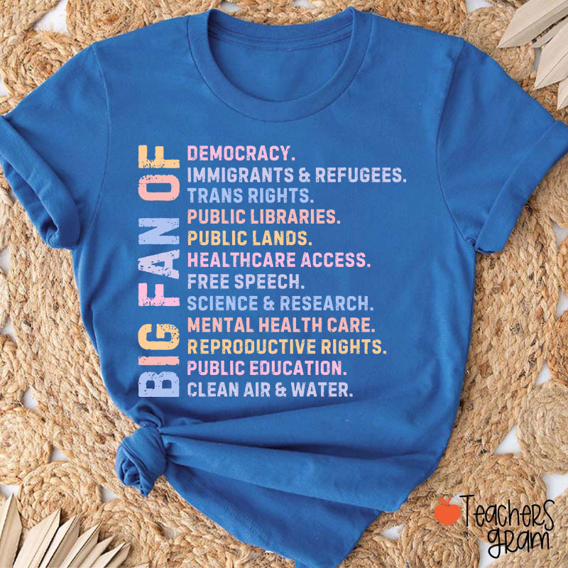 Big Fan Of Human Rights Democracy Teacher T-Shirt