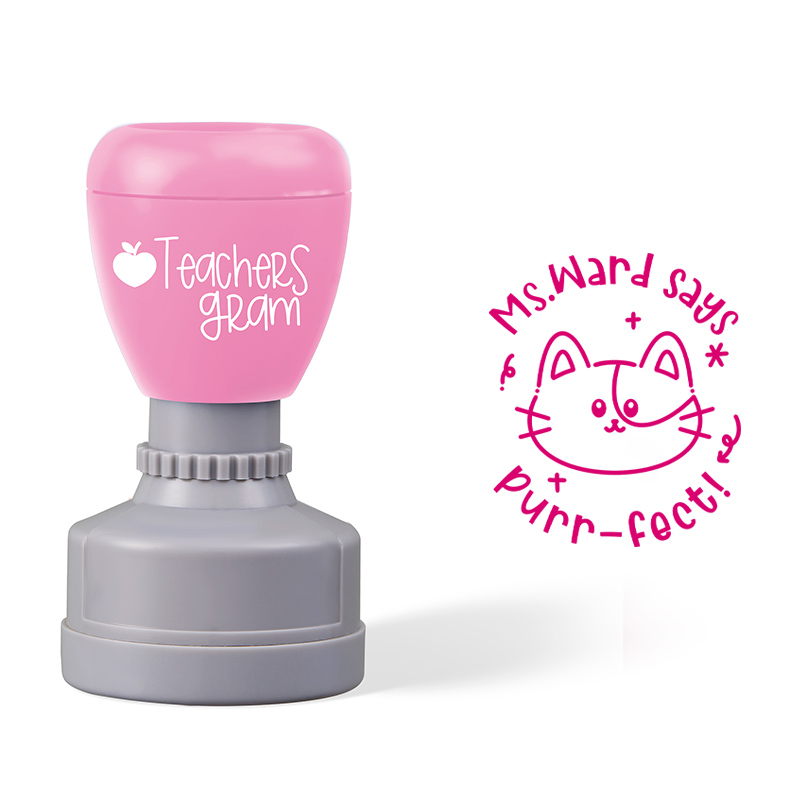 Personalized Name Says Purr-fect Teacher Stamp
