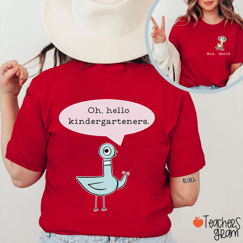 Personalized Name And Grade Hello Teacher Two Sided T-Shirt