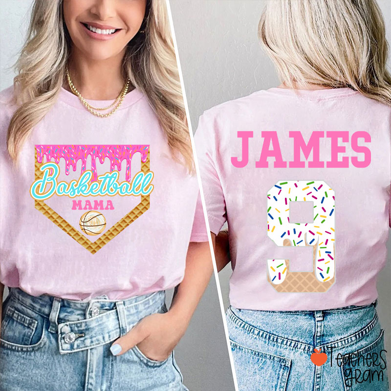 Personalized Sport Ice Cream Drip Teacher Two Sided T-Shirt