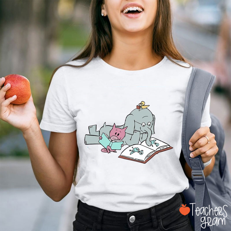 The Elephant And The Little Pig Read Together Teacher T-Shirt