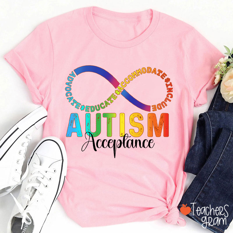 Autism Acceptance Infinity Symbol Teacher T-Shirt