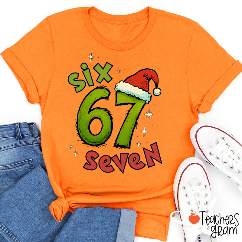 Six Seven Trending Christmas Teacher T-Shirt