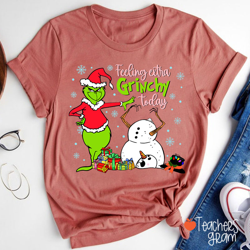 Feeling Extra Grinchy Today Teacher T-Shirt