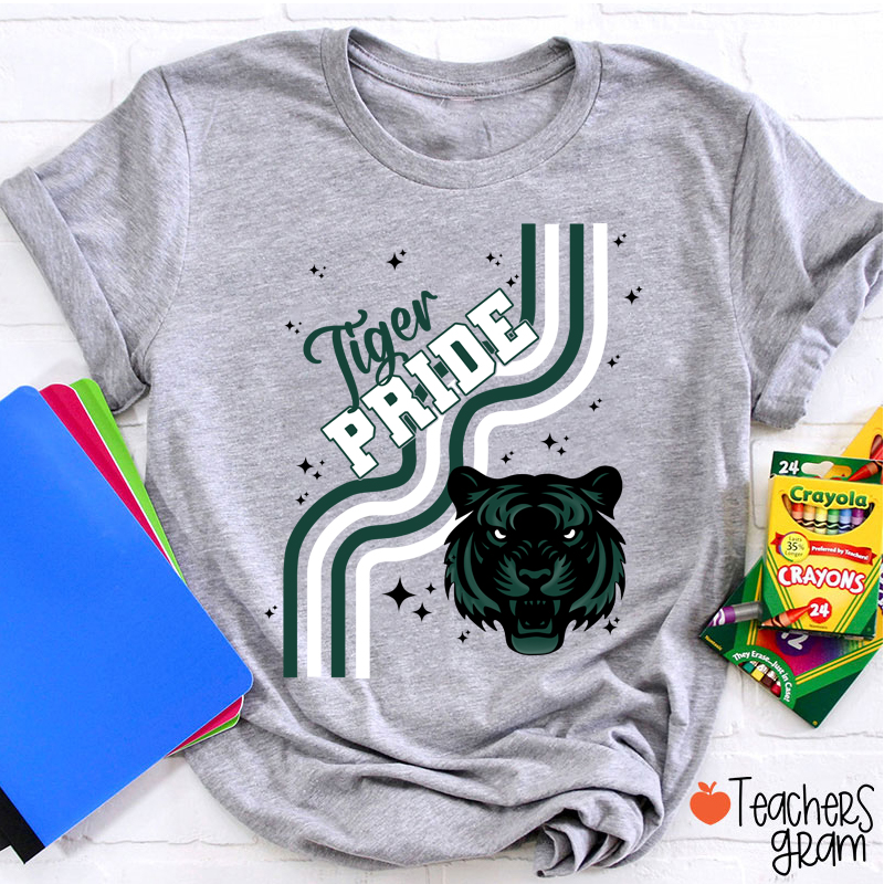 Personalized Mascot Wavy Lines Teacher T-Shirt