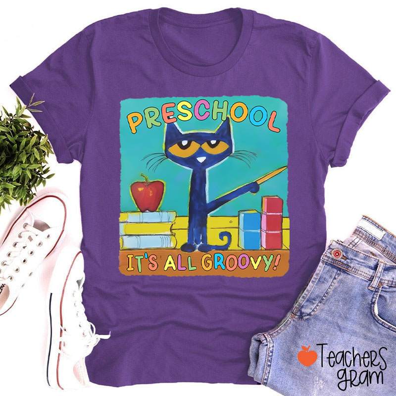 Personalized Grade It's All Groovy Teacher T-Shirt