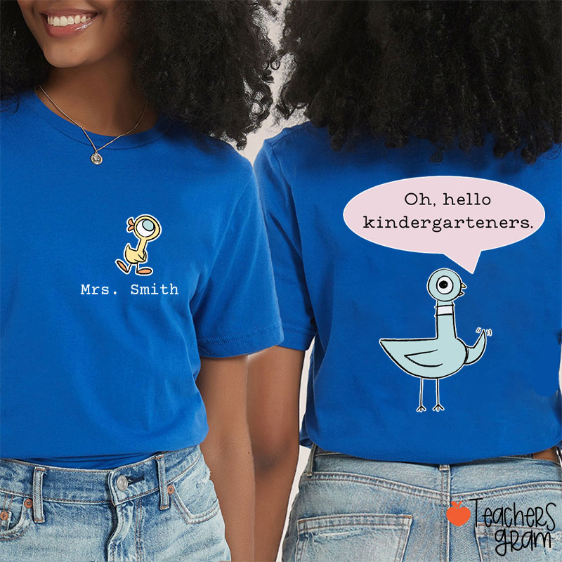 Personalized Name And Grade Hello Teacher Two Sided T-Shirt