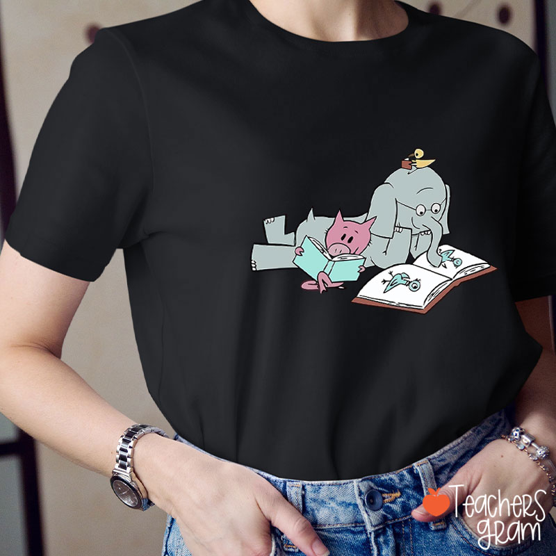 The Elephant And The Little Pig Read Together Teacher T-Shirt