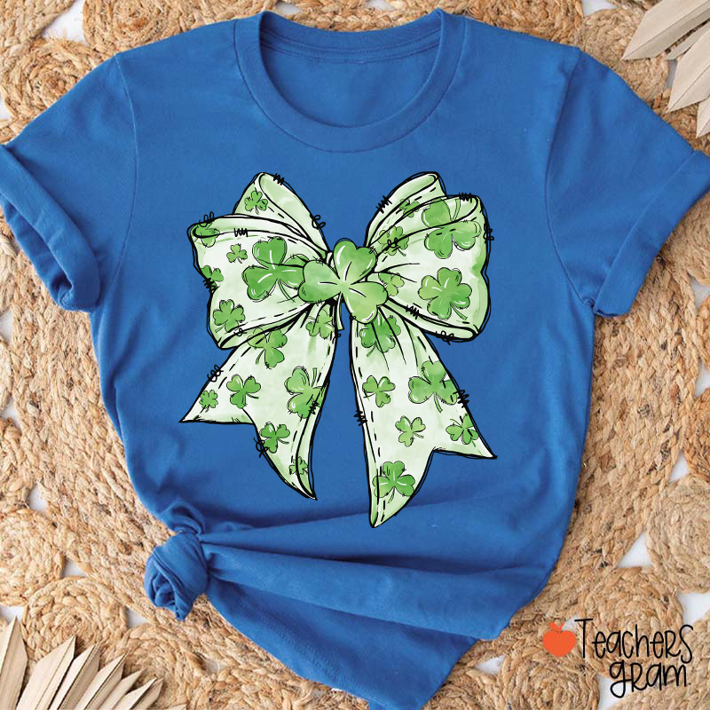 Coquette Shamrock Bow St Patrick's Teacher T-Shirt