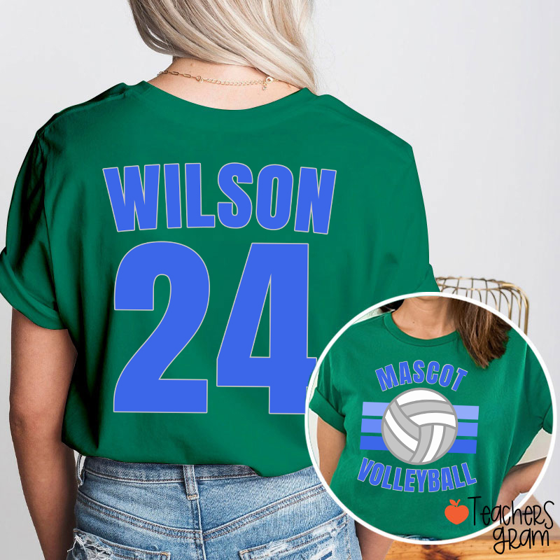 Personalized Mascot And Sport Gradient Lines Teacher Two Sided T-Shirt