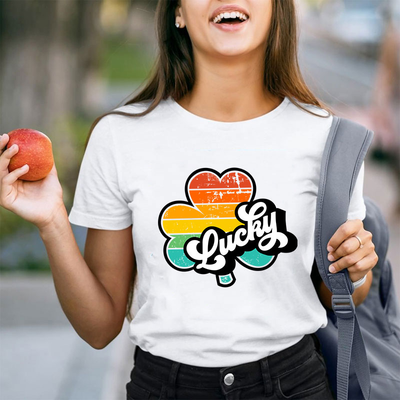 St. Patrick's Day Lucky Retro Teacher T-Shirt