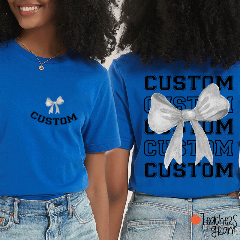 Personalized Bow Tie Team Teacher Two Sided T-Shirt
