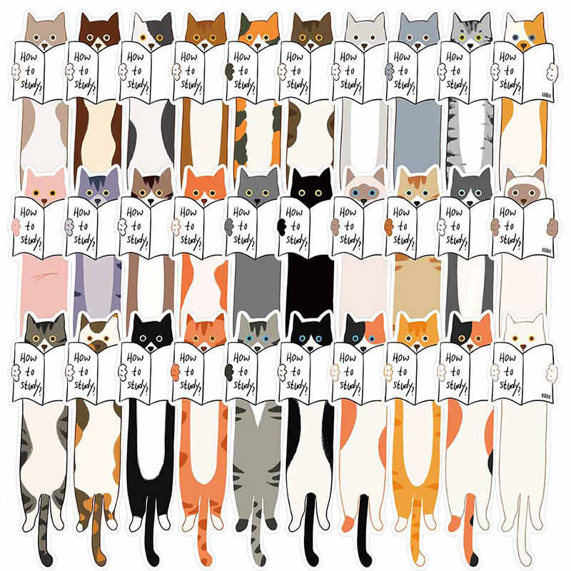 30PCS How To Study Cute Cat Teacher Bookmark