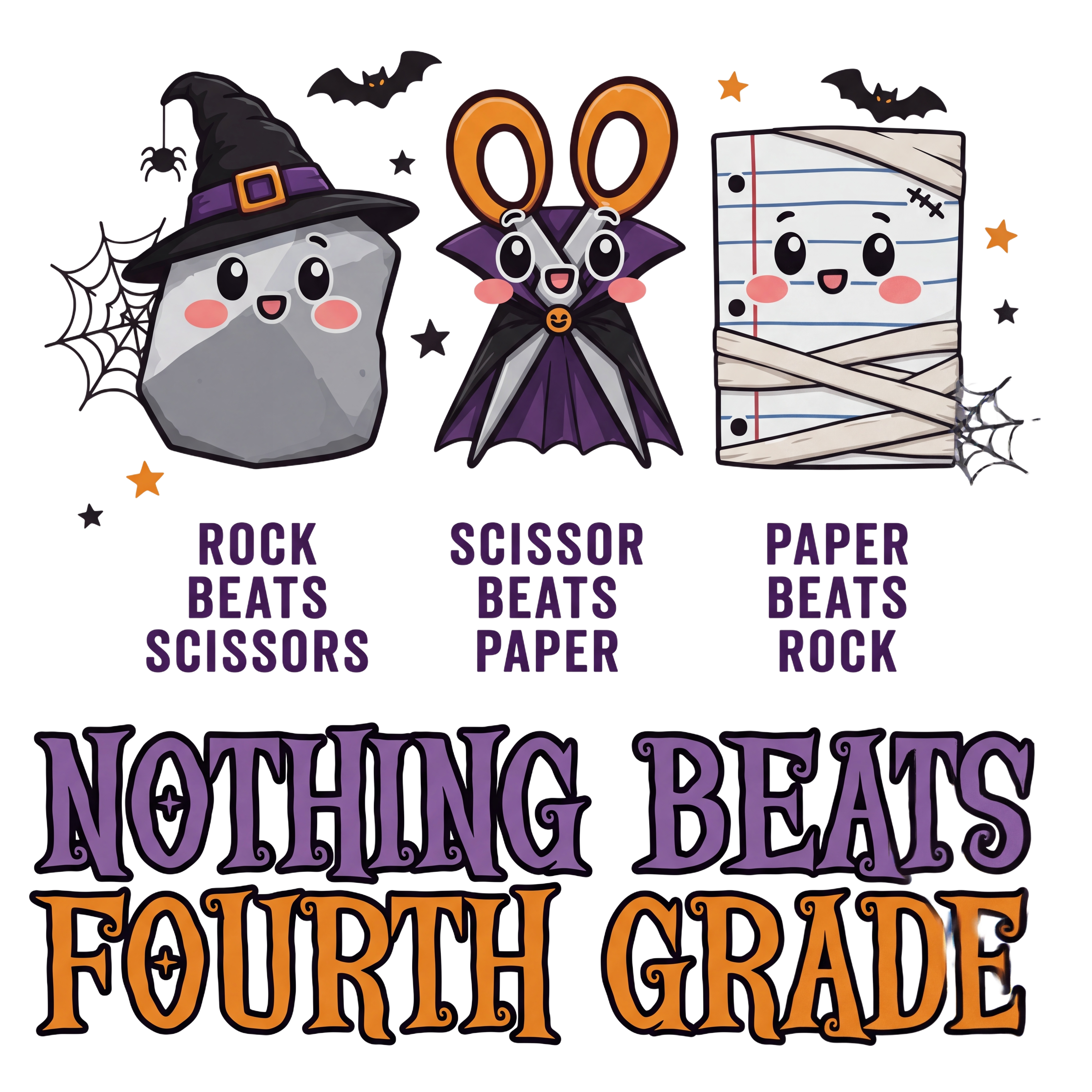 Personalized Spooky School Rock Paper Scissors Teacher T-Shirt