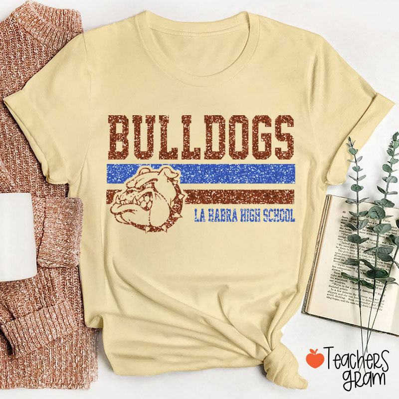 Personalized Mascot And School Name Contrasting Lines Teacher T-Shirt