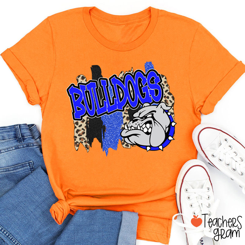 Personalized Mascot Leopard Stripes Teacher T-Shirt