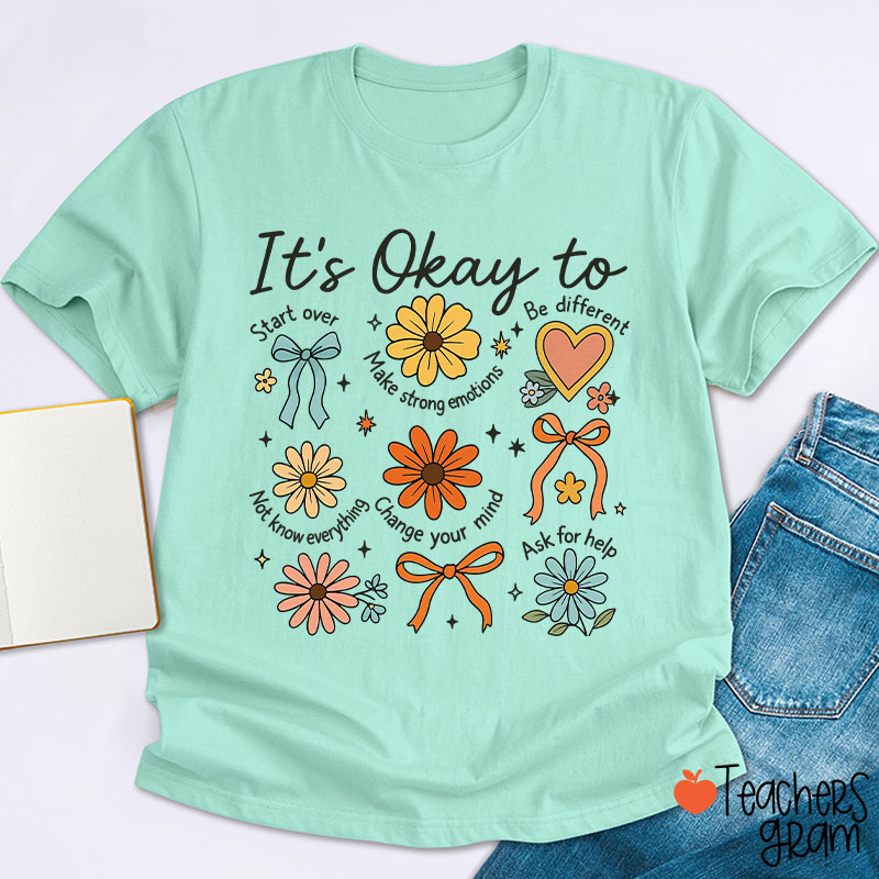 Retro Daisy It's Okay To Teacher T-Shirt