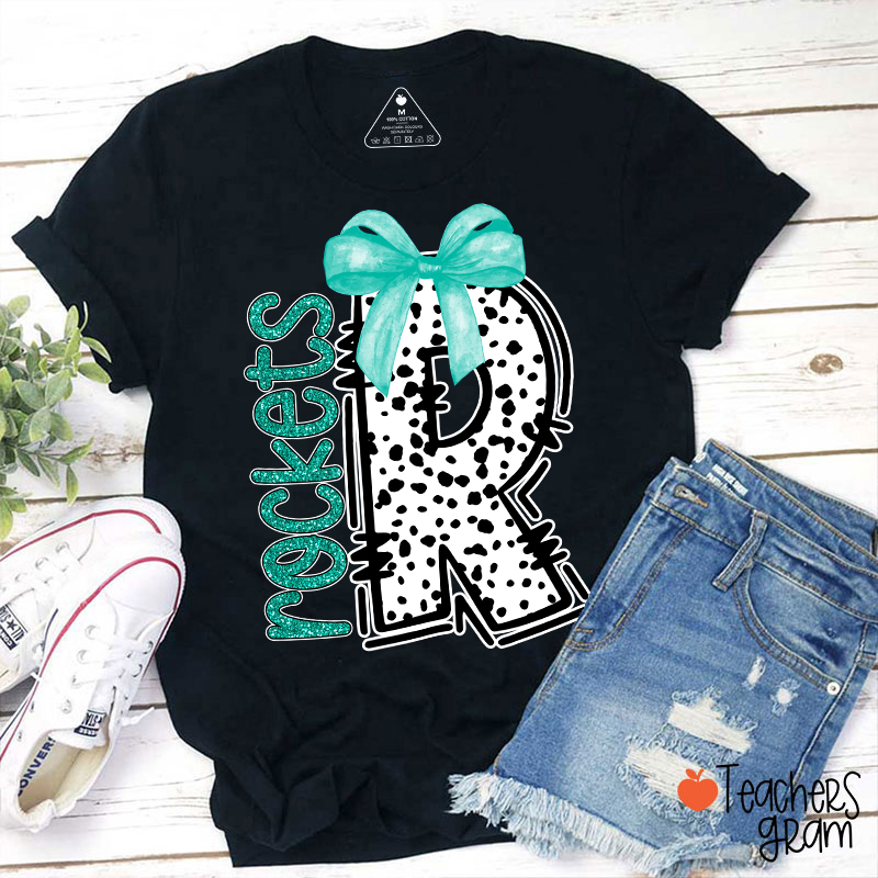Personalized Mascot Coquette Bow Polka Dot Teacher T-Shirt