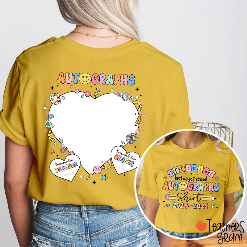 Personalized Official Last Day Of School Autographs Teacher Two Sided T-Shirt