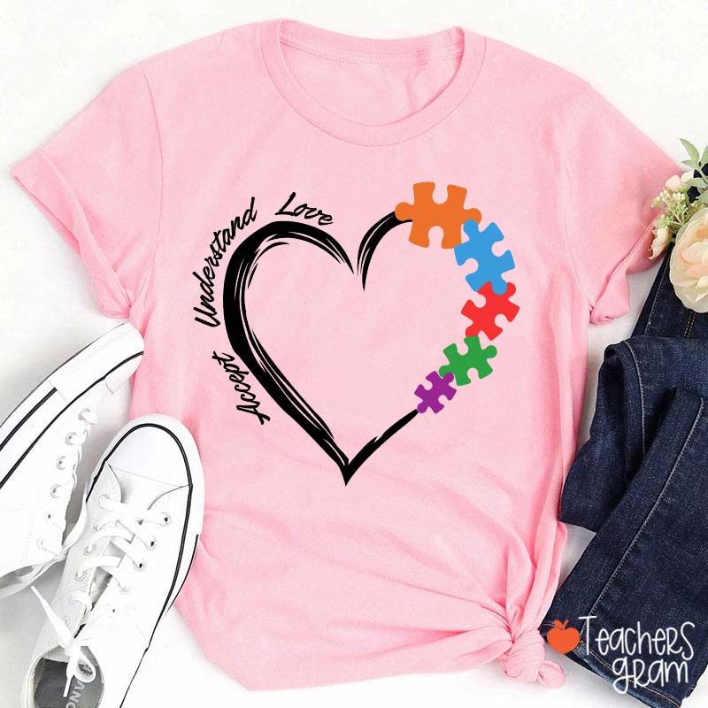 Accept Understand Love Autism Awareness Teacher T-Shirt