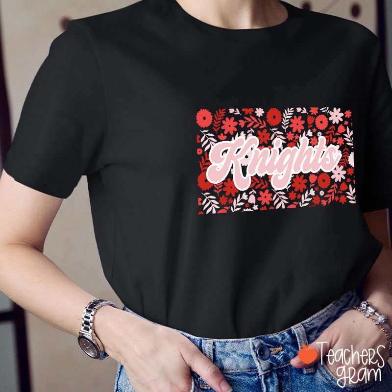 Personalized Mascot Flowers And Plants School Spirit Teacher T-Shirt