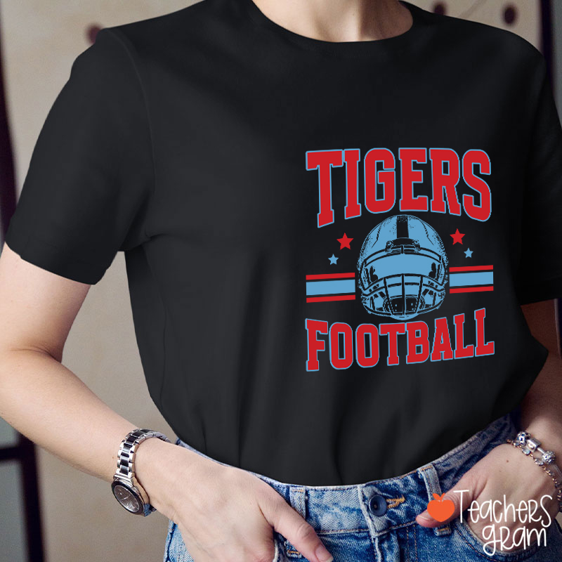 Personalized Mascot Football School Spirit Teacher T-Shirt