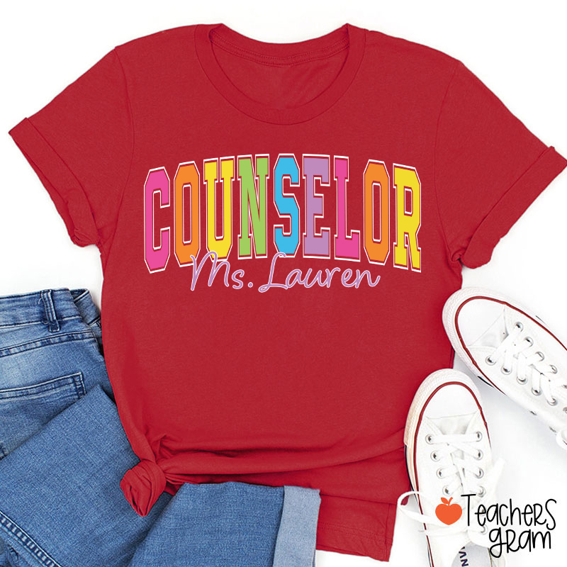 Personalized Name Grade Color Teacher T-Shirt