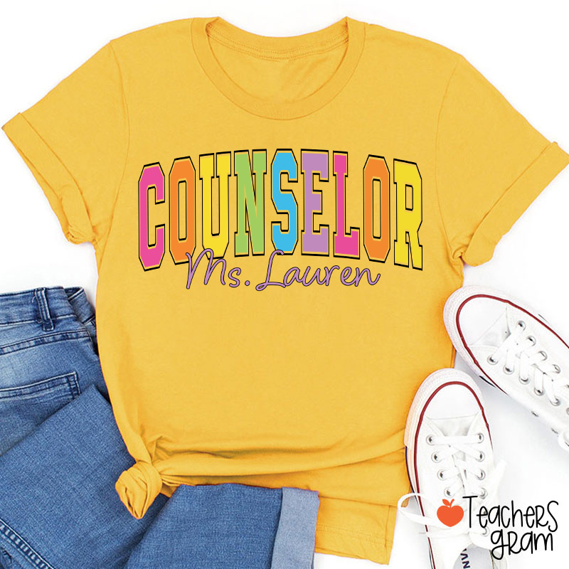 Personalized Name Grade Color Teacher T-Shirt