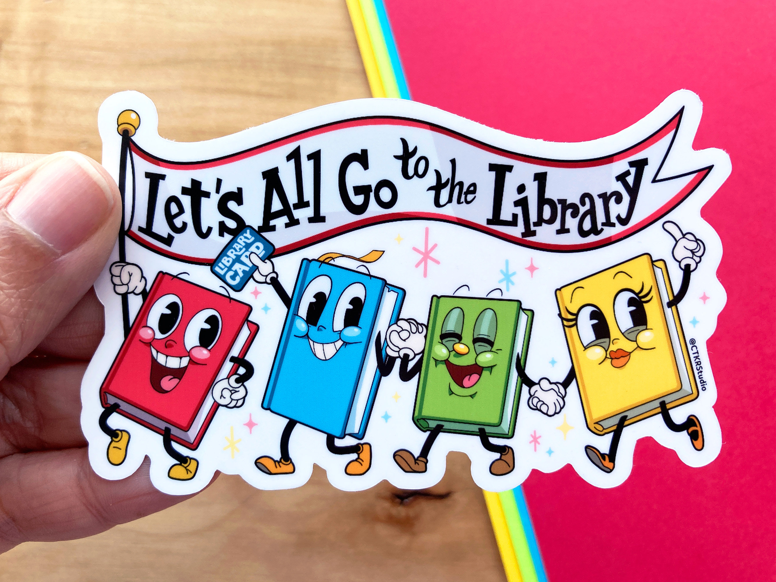 Let's All Go To The Library Teacher Stickers