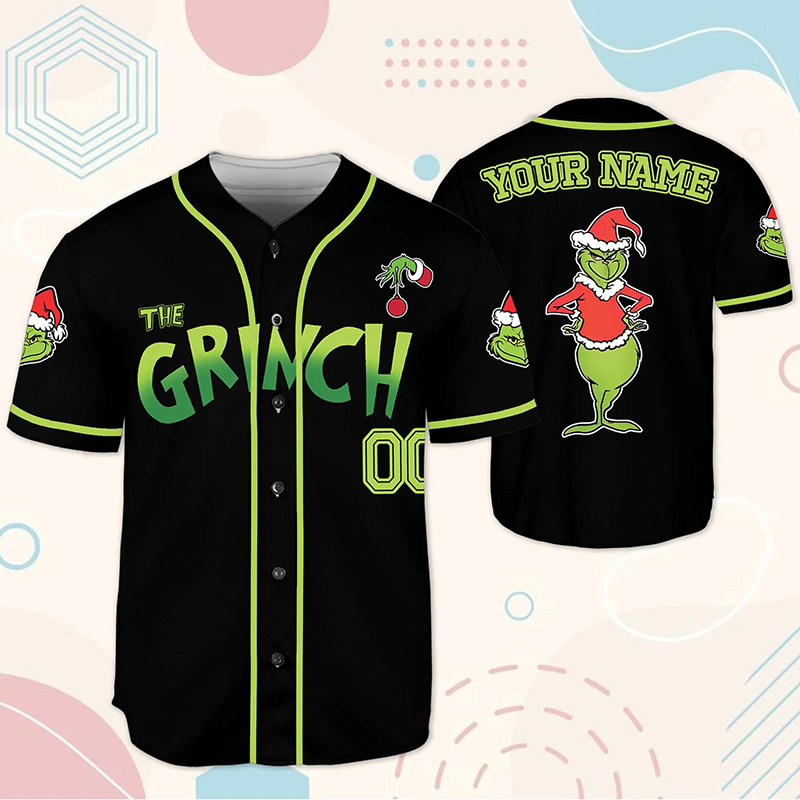 Personalized Name And Number Christmas Mean Green Guy Teacher Baseball Jersey