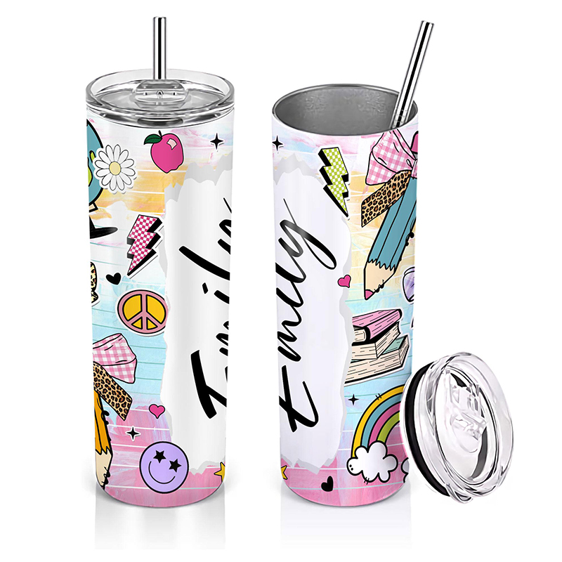 Personalized Name Cute Teacher Stuff Icons Teacher Tumbler