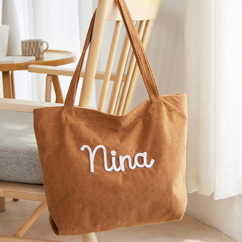 Personalized Embroidered Teacher Corduroy Tote