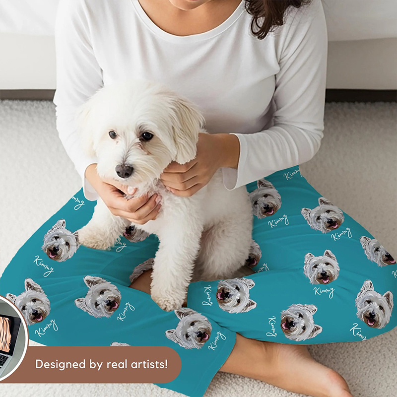 Personalized Pet Face Teacher Wide Leg Pants