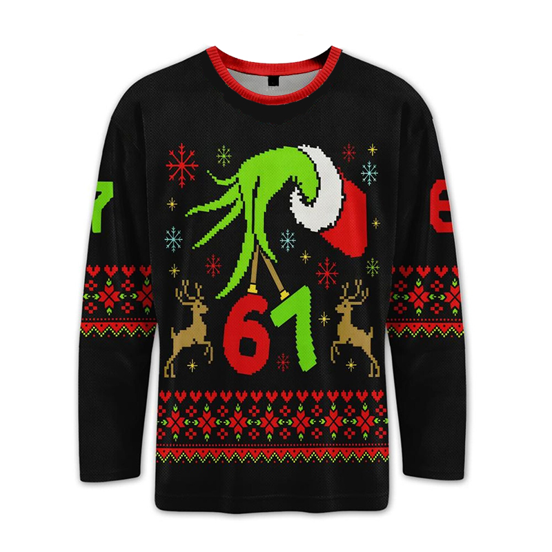 Personalized Name Funny Six Seven Trendy Green Hand Teacher Ugly Knit Sweatshirt