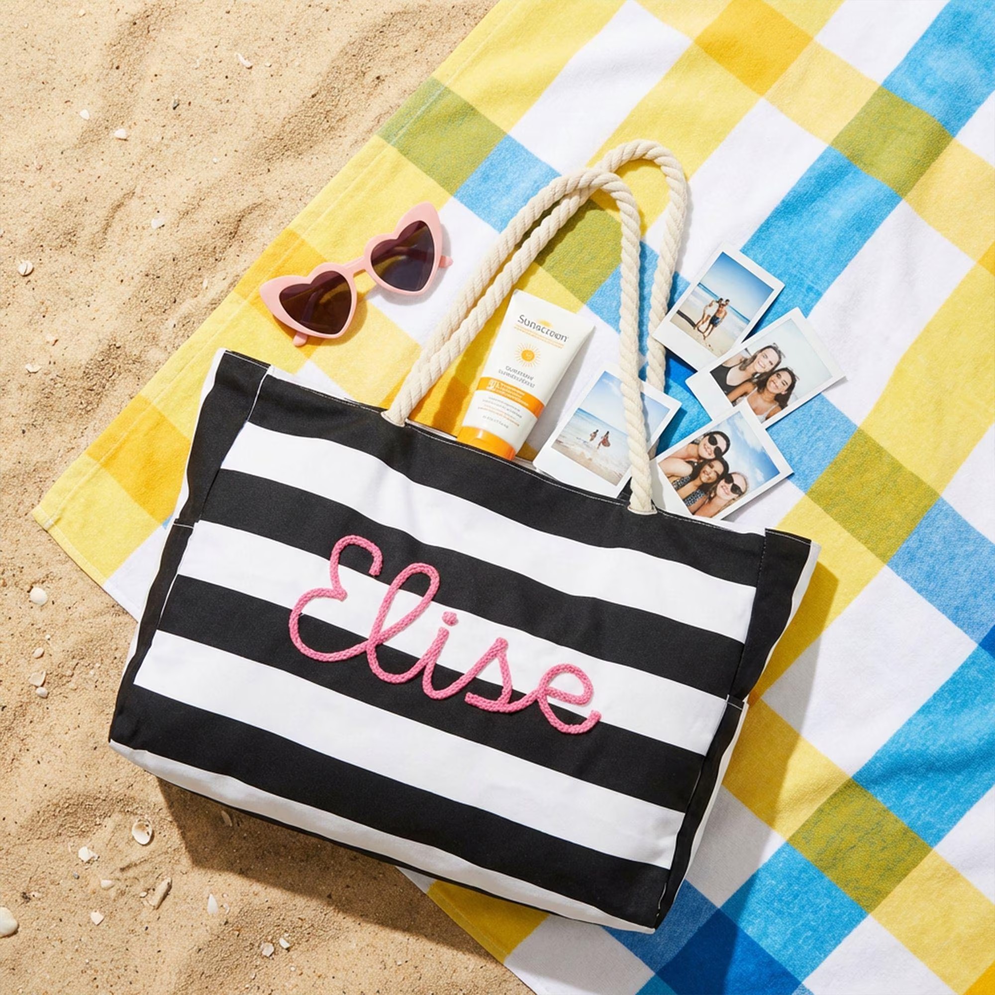 Personalized Embroidered Summer Vacation Zipper Beach Bag