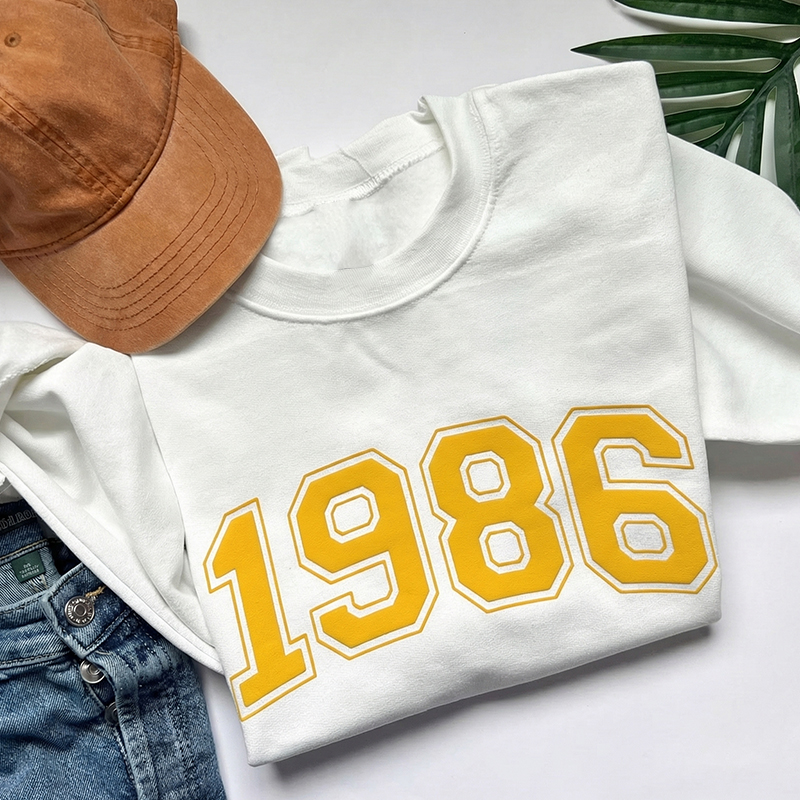 Personalized Birth Year Teacher Puff Printed Sweatshirt