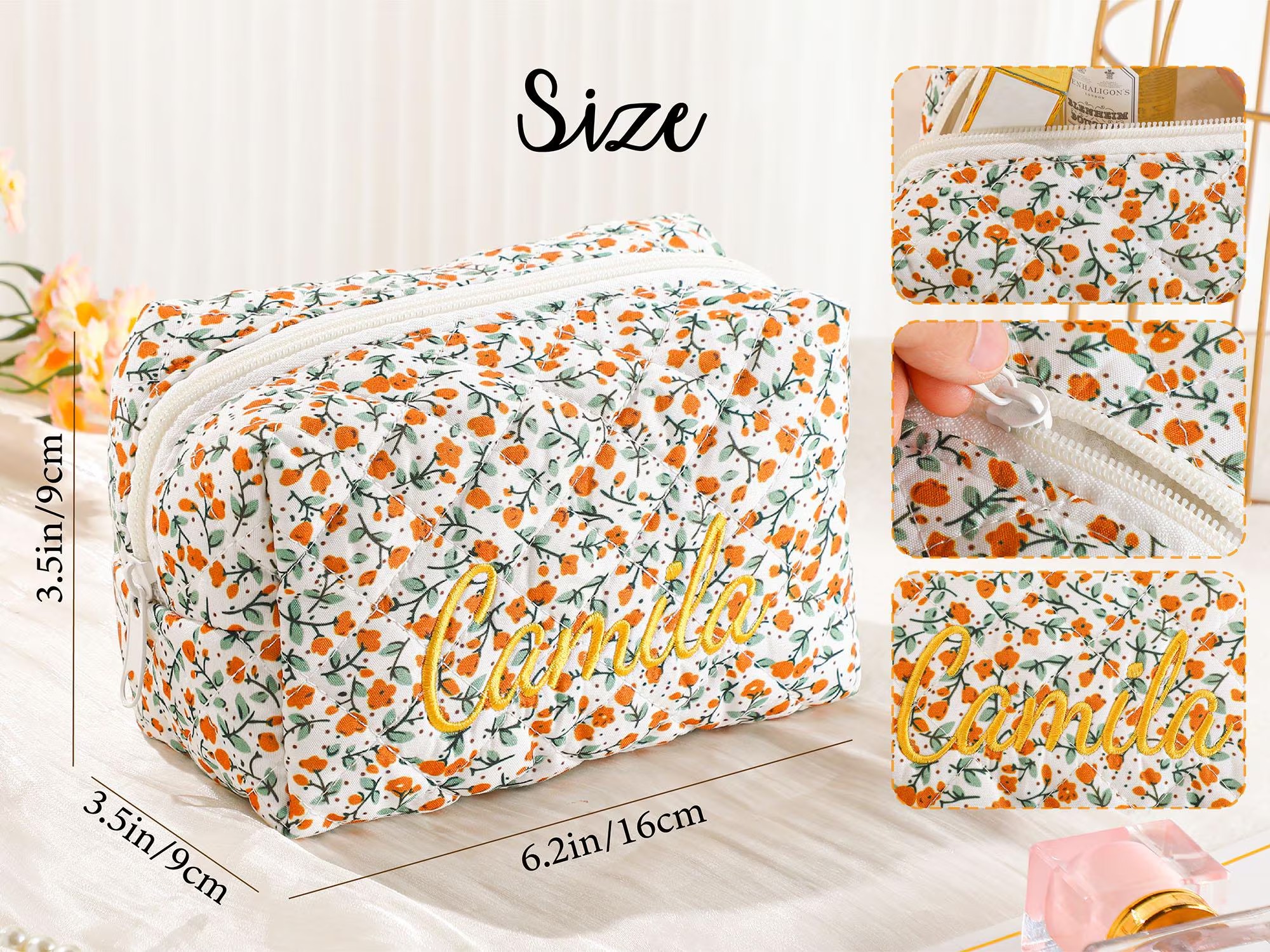 Personalized Embroidered Pastoral Style Makeup Bag