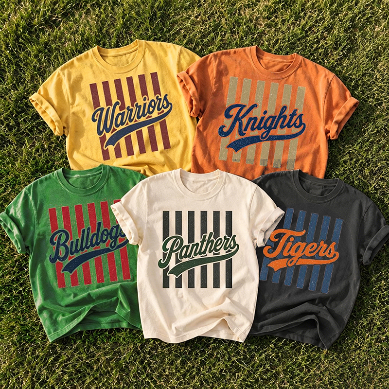 Personalized Mascot Stripes Teacher T-Shirt