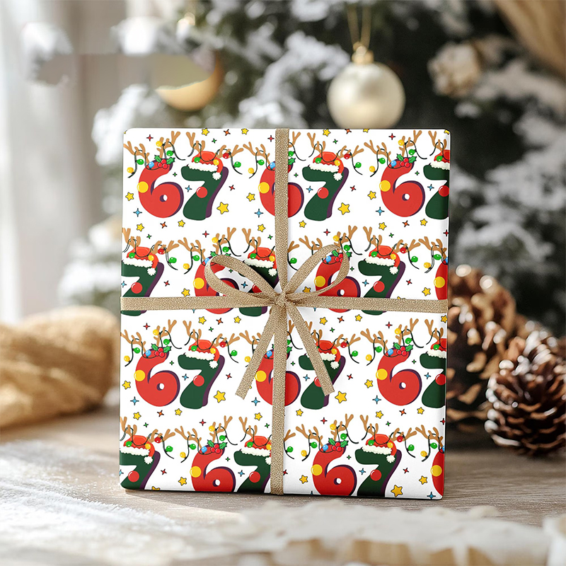 67 Christmas Reindeer Teacher Wrapping Paper