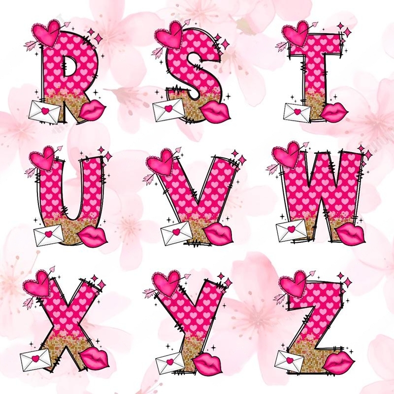 Personalized Name Valentine's Day Pink Hearts Doodle Letter Teacher T-Shirt