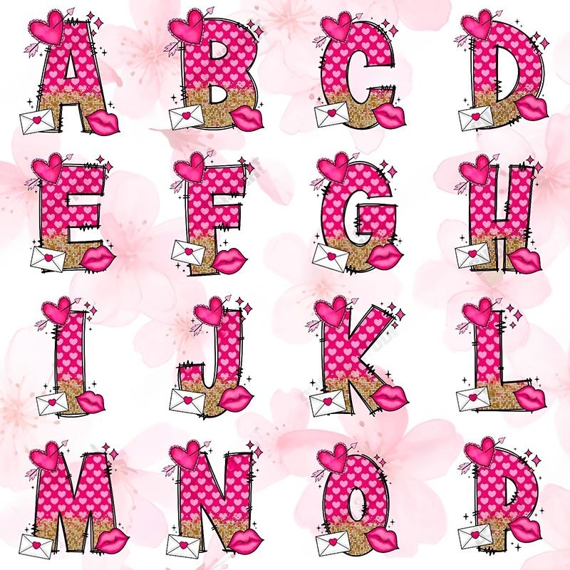 Personalized Name Valentine's Day Pink Hearts Doodle Letter Teacher T-Shirt