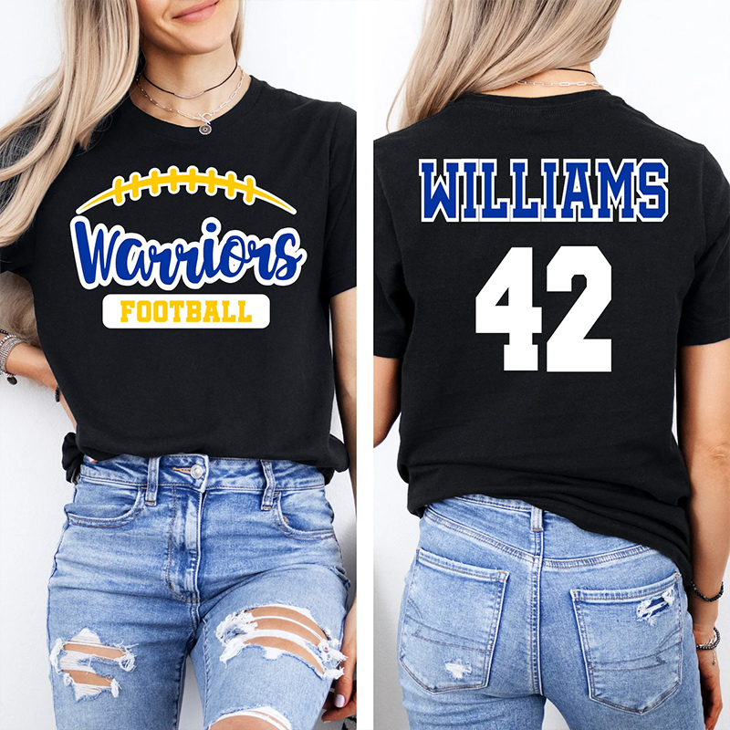 Personalized  Mascot And Name Go Warriors Teacher Two Sided T-Shirt
