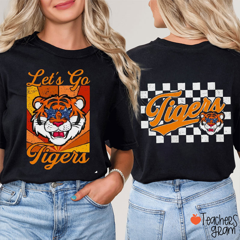 Personalized Starry Eyes Mascot Let's Go Teacher Two Sided T-Shirt